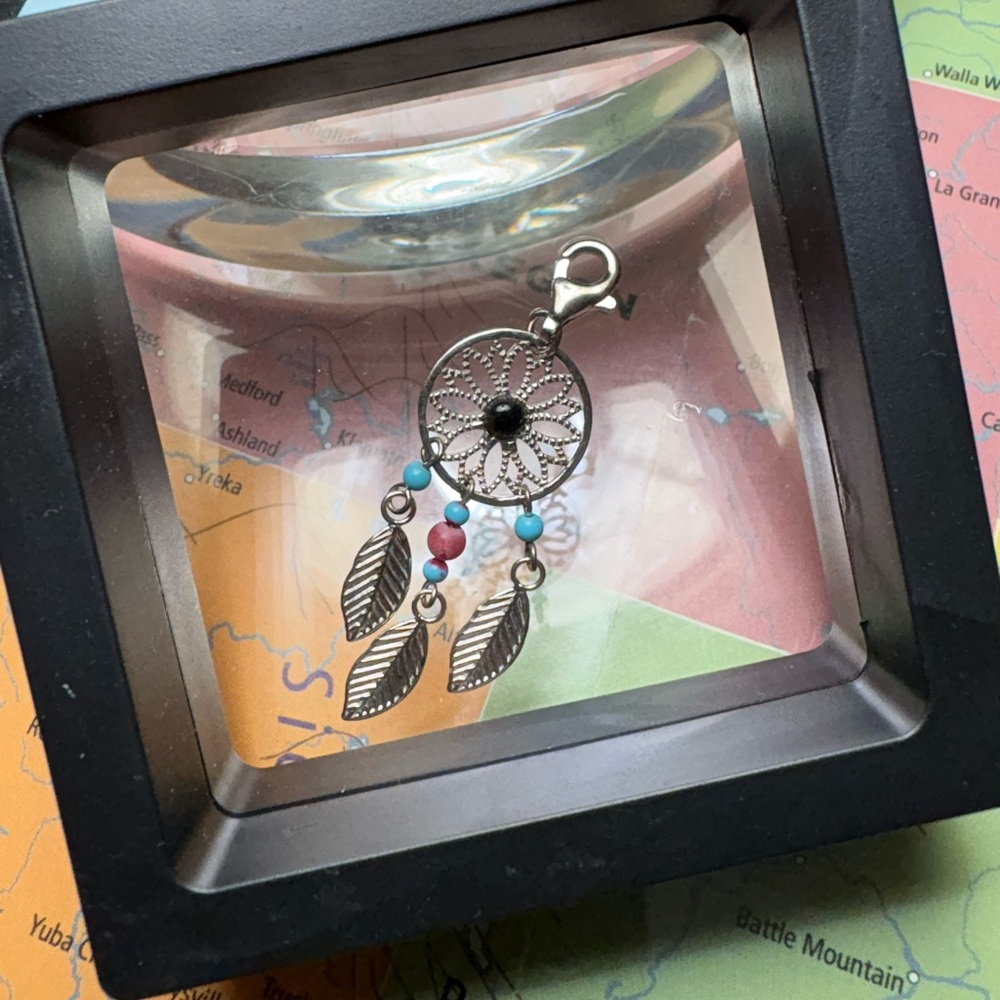Silver Dreamcatcher Keychain with Beads